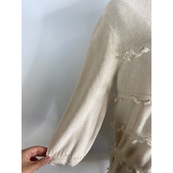 J. McLaughlin Fringed Round Neck Long Sleeve Sweater - Picture 3 of 10